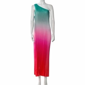 NWT Nicole Miller Ombré One-Shoulder Pleated Maxi Dress – Size M